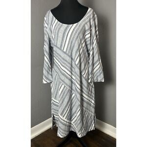 Soft Surroundings Women's Striped Lined Midi A Line Dress Size M Linen Blend